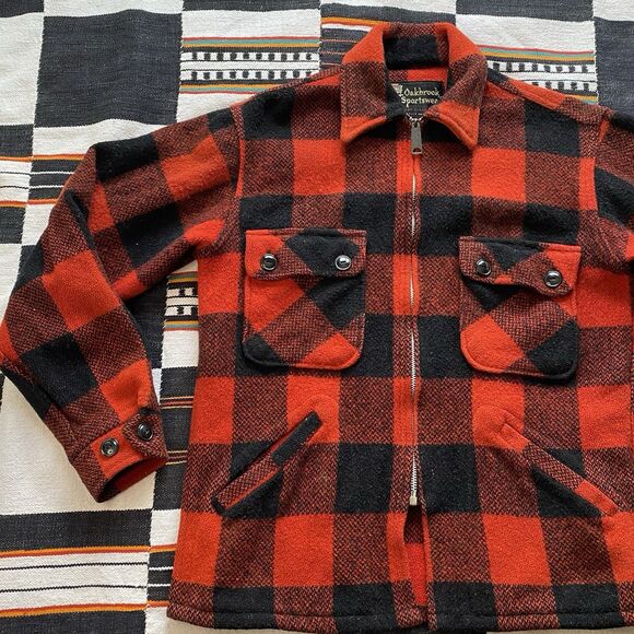 Vintage Oakbrook Sportswear Wool Zip Up Collared Buffalo Plaid House Coat. Small - Picture 9 of 15